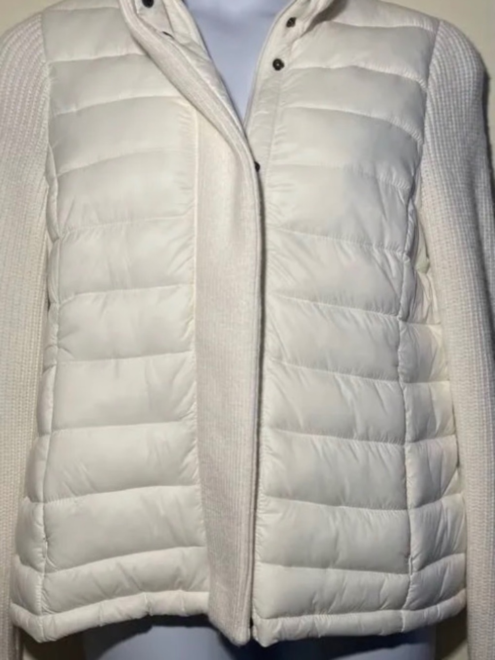 Michael Kors Knit Sleeve Puffer Jacket.